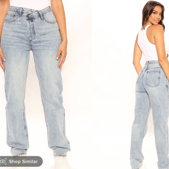 Tall FashionNova Crossed over straight Jeans - Picture 3 of 3